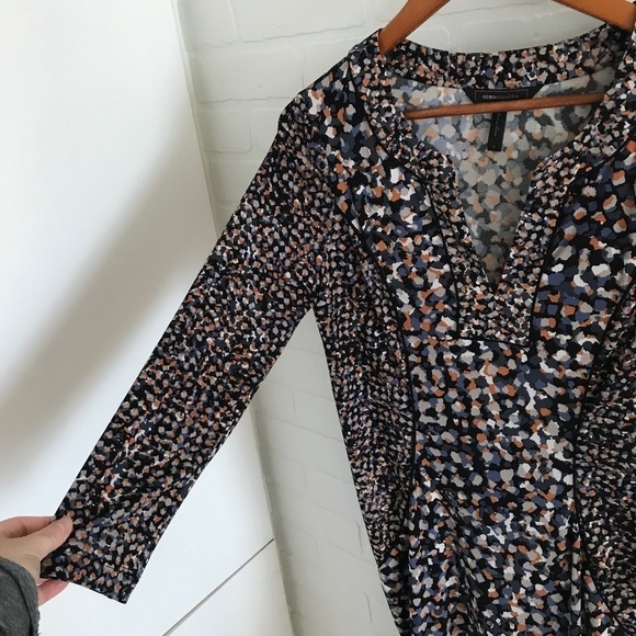 REVOLVE x BCBGMaxAzria Midi Dress Retro mod mobwife longsleeve Ruched S - Picture 6 of 10